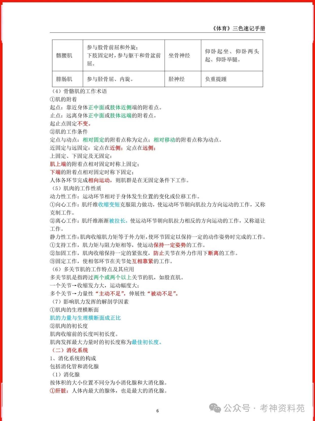 2024下初中体育教资笔试三色学霸笔记重点汇总