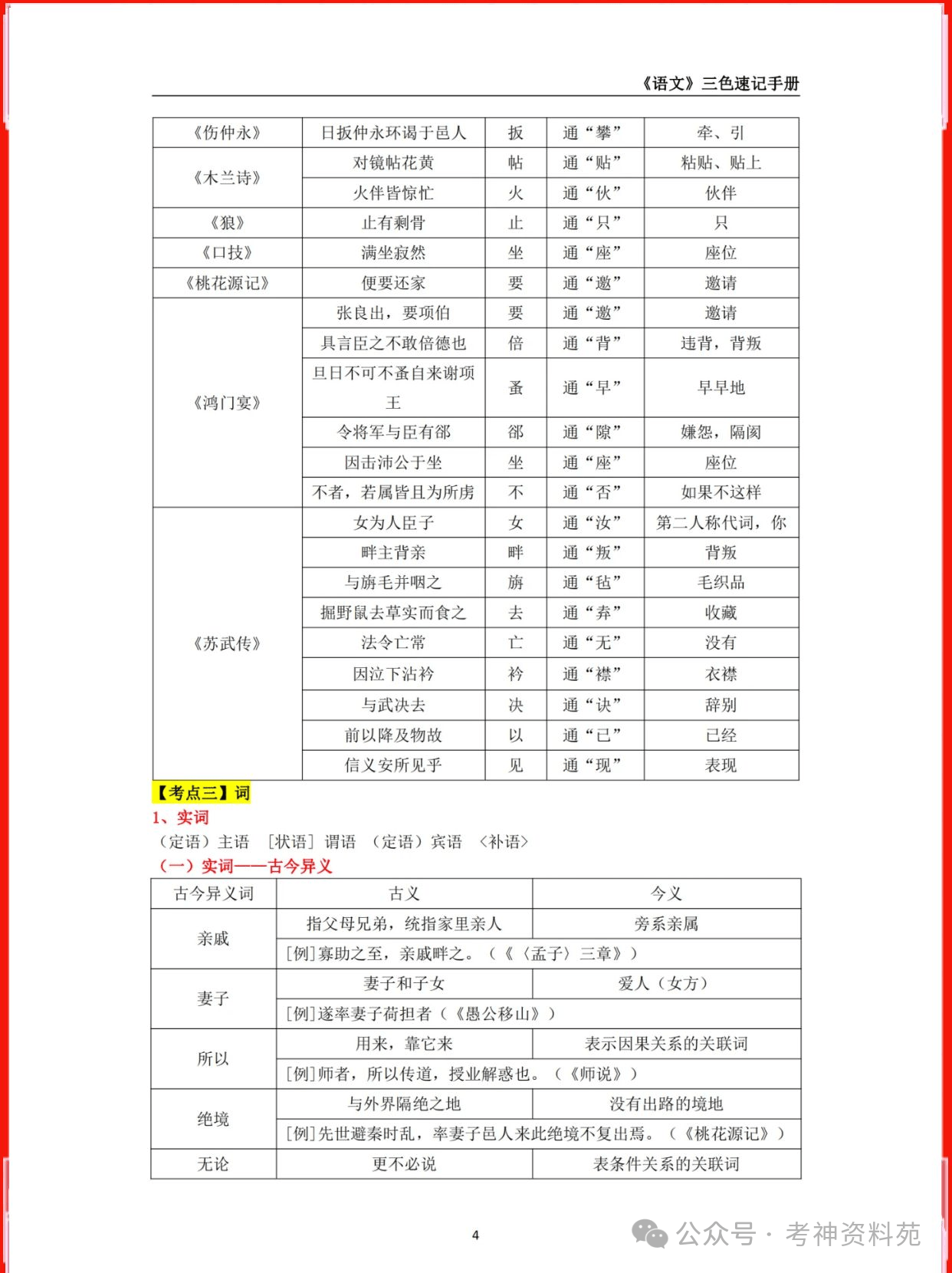 2024下初中语文教资笔试三色学霸笔记重点汇总